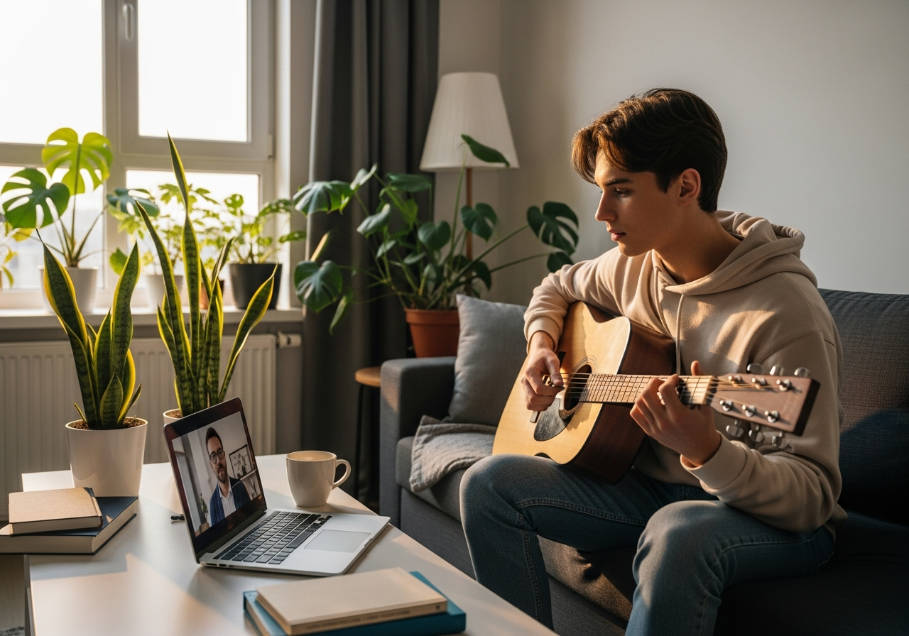 Ученик на онлайн-уроке